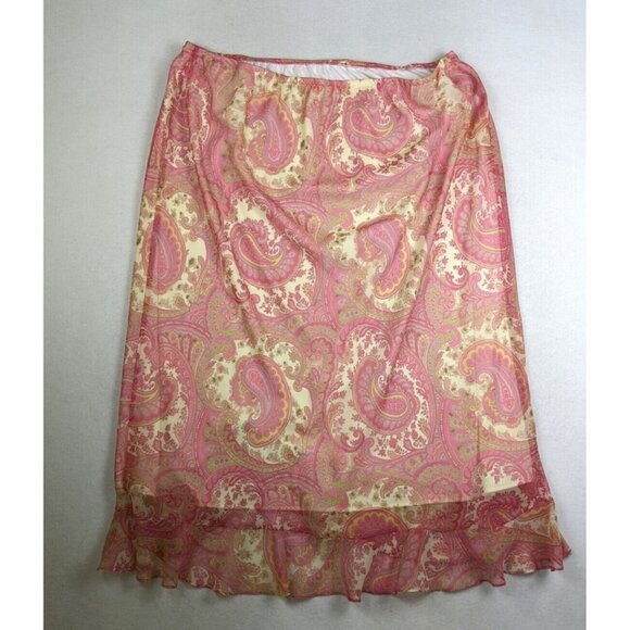 WOMEN'S PINK PAISLEY PRINT SHORT SLEEVE TOP & MIDI SKIRT SET - JBS - SIZE 30W - Picture 10 of 10